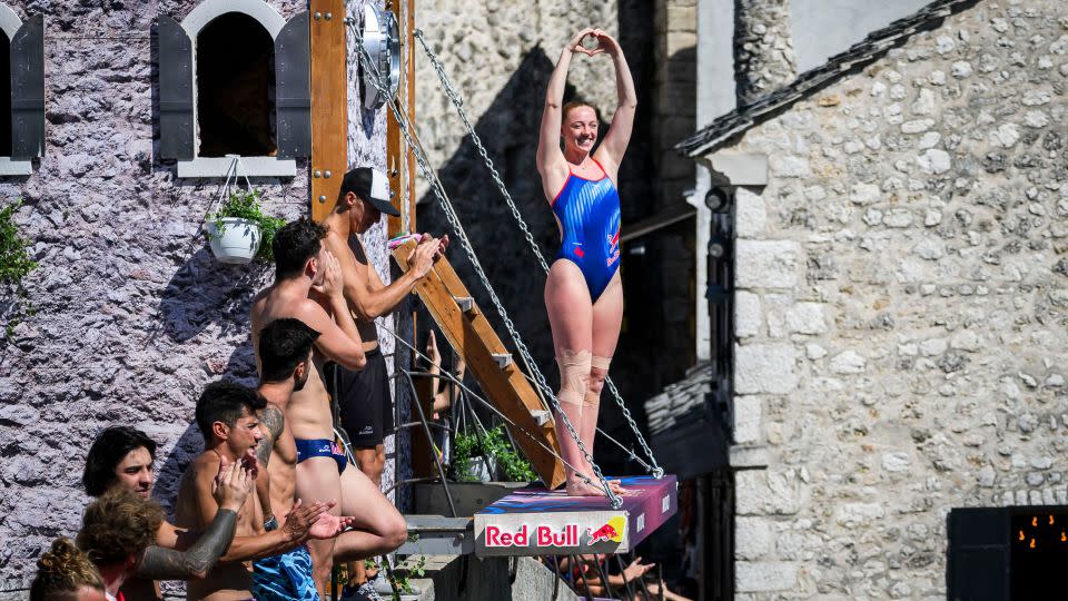 Carlson on a platform before performing a dive. - Romina Amato/Red Bull/Getty Images