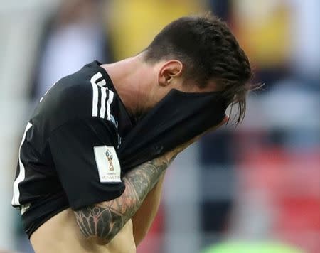 Argentina vs Iceland - Spartak Stadium, Moscow, Russia - June 16, 2018 Argentina's Lionel Messi looks dejected after the match REUTERS/Carl Recine