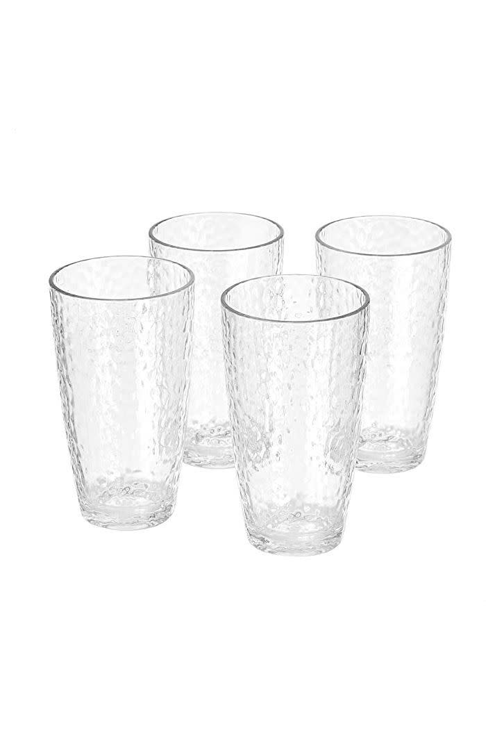 11) Tritan Hammered Texture Highball Glasses, Set of 4