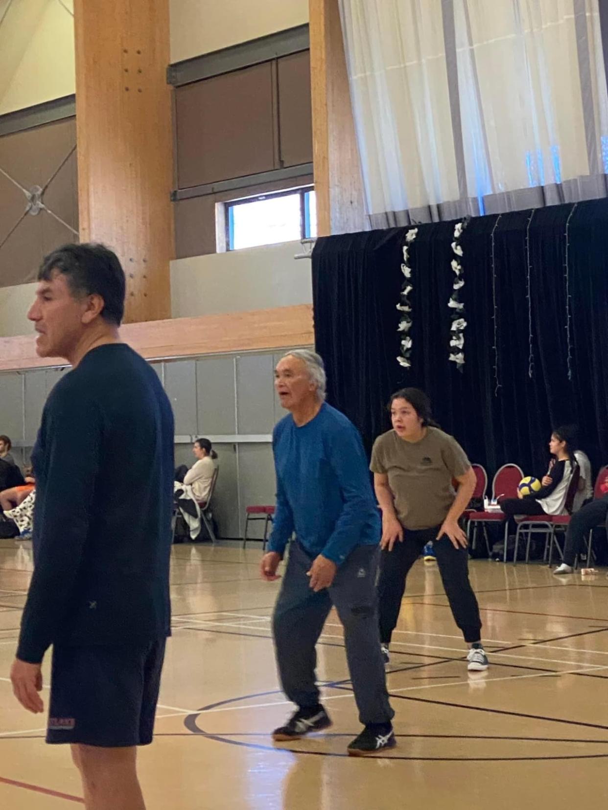 Robert Metabie played in the Mistissini Invitational Volleyball Tournament on Dec. 1 to 3. He was the oldest player of the tournament, according to organizers.  (submitted by Mistissini Sports and Recreation - image credit)