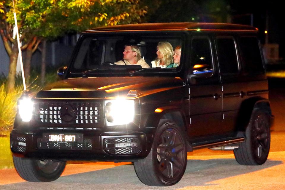 Jackson and Brooke Warne, pictured here with mother Simone Callahan leaving the airport.