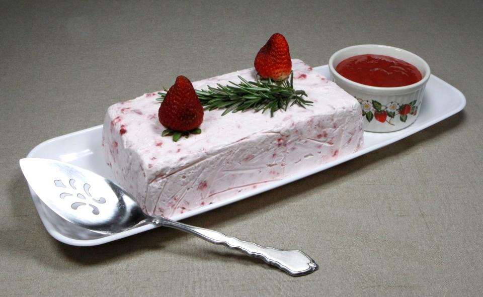 Creamy Strawberry Semifreddo makes a refreshing dessert or spring party treat.