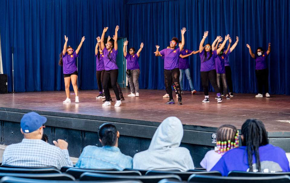 Students of the Black Arts MKE Youth Performing Arts Camp perform on Friday, July 29, 2022 at the Peck Pavilion.