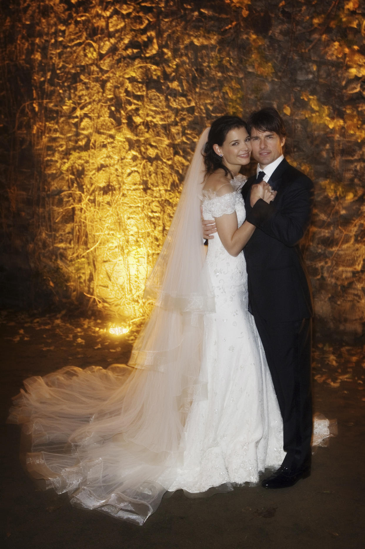 Tom Cruise and Katie Holmes pose for their official wedding portrait in Bracciano, Italy.