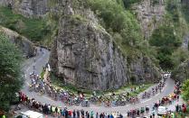 <p>The Tour of Britain peloton rides through Cheddar Gorge in Somerset. Although France’s Julian Alaphilippe won, the race was something of a lap of honour for Geraint Thomas, who won July’s Tour de France. Team Sky colleague Chris Froome, the six-time Grand Tour winner, also raced in the national tour, for the first time since 2009 (David Davies/PA). </p>