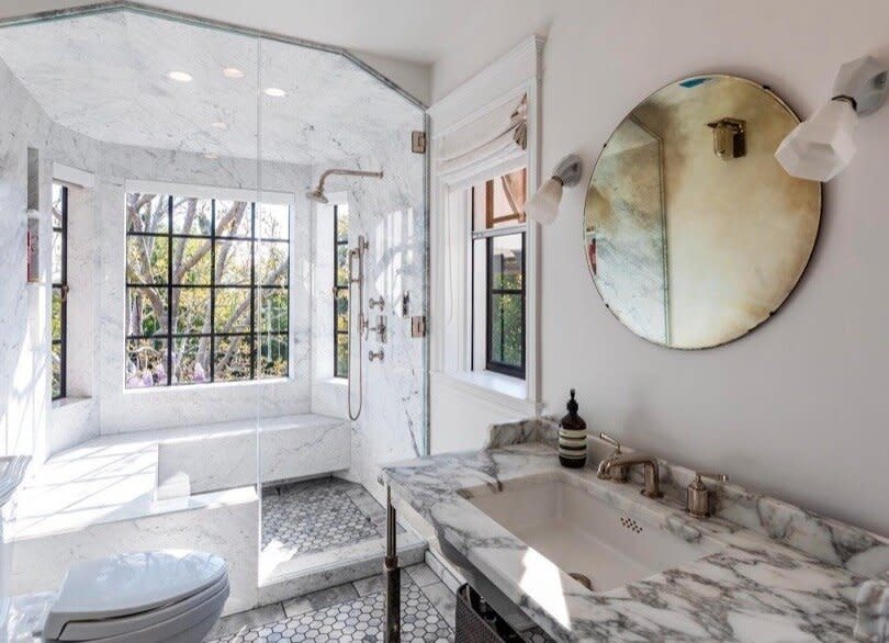 The luxury bathroom of the beverly hills mansion