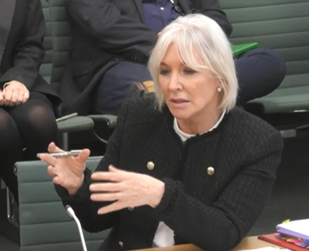 Nadine Dorries, Secretary of State at the Department for Digital, Culture, Media and Sport, giving evidence to the Digital, Culture, Media and Sport Committee (House of Commons/PA) (PA Wire)