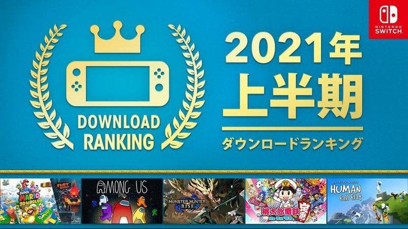 日本任天堂發布上半年Switch下載遊戲排行。（翻攝自日本任天堂官網）