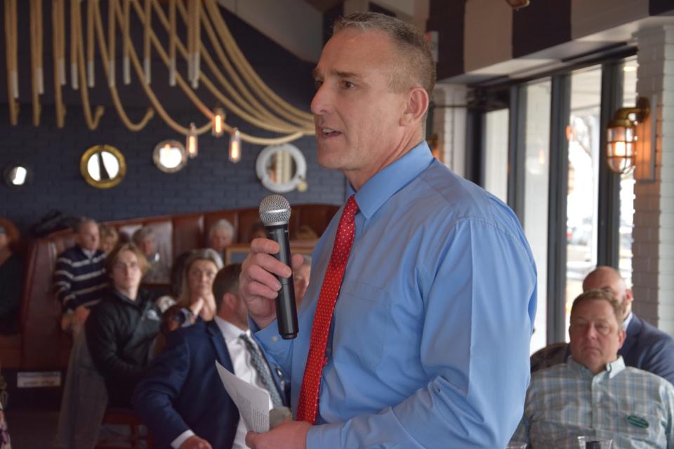 Harbor Springs Public School Superintendent Brad Plackemeier speaks during the 2024 Harbor Springs State of the Community event.