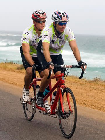 <p>BEELD/Gallo Images/Getty</p> Matt Damon and his brother Kyle Damon take part in the 2009 Cape Argus Cycling Tour on March 8, 2009 in Cape Town, South Africa.