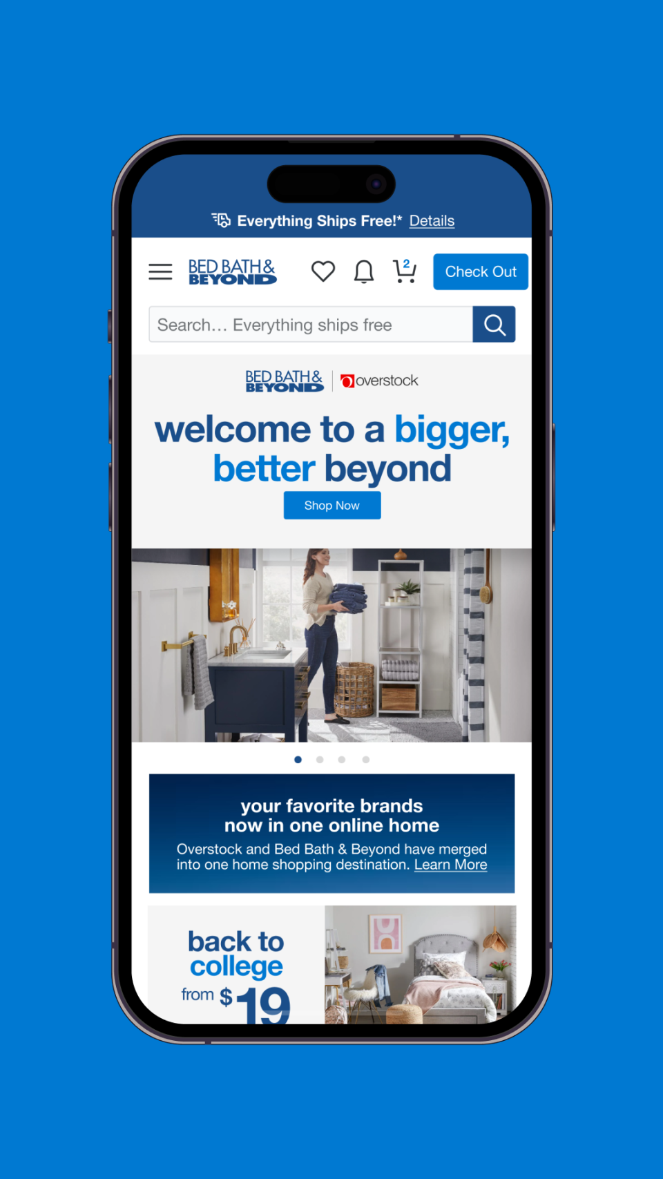 The new Bed, Bath & Beyond website and app promotes a "bigger, better beyond."