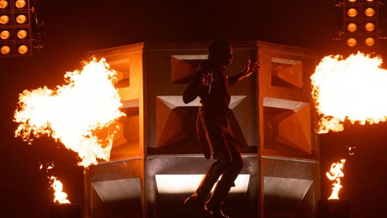 <div>BRIDGEVIEW, ILLINOIS - JUNE 25: Playboi Carti performs during the Summer Smash at SeatGeek Stadium on June 25, 2023 in Bridgeview, Illinois. (Photo by Barry Brecheisen/Getty Images)</div>