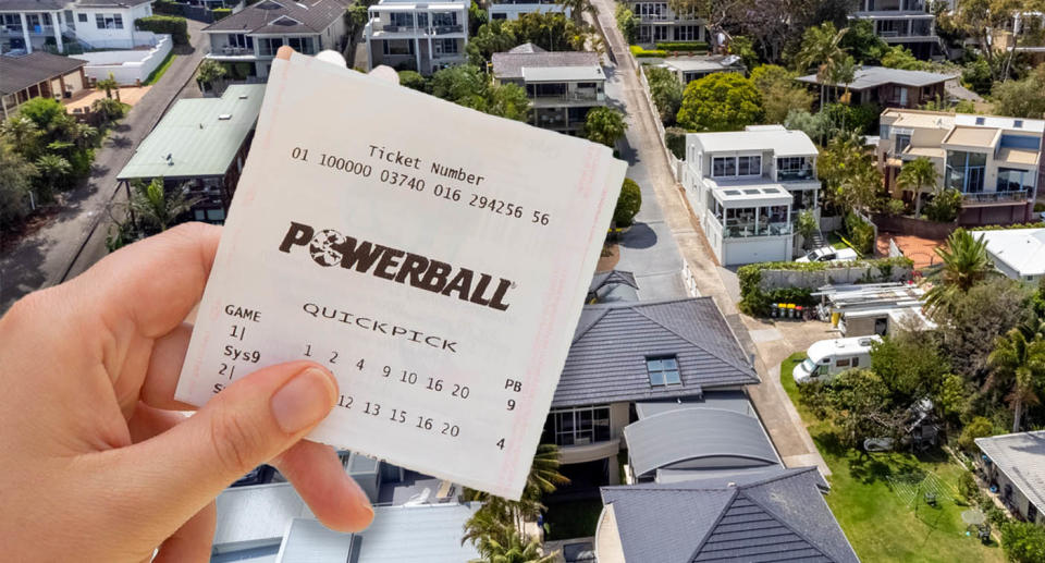 Powerball ticket  on houses in Australia. 