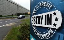 A "No To Brexit" sign is pictured on the outskirts of Newry in Northern Ireland on June 7, 2016