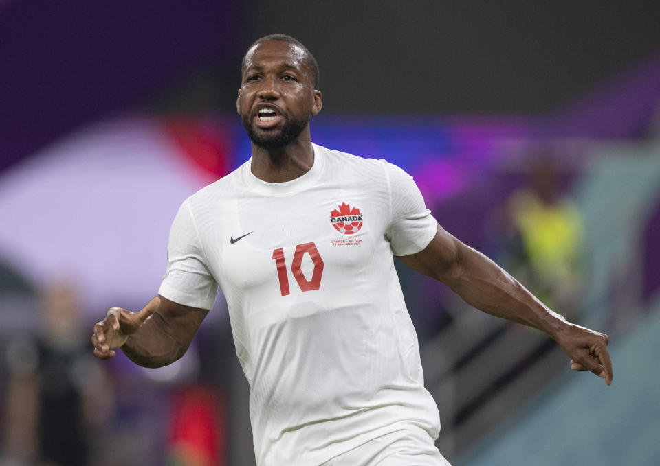 DOHA, QATAR - NOVEMBER 23: Junior Hoilett of Canada in action during the FIFA World Cup Qatar 2022 Group F match between Belgium and Canada at Ahmad Bin Ali Stadium on November 23, 2022 in Doha, Qatar. (Photo by Visionhaus/Getty Images)