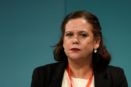 Sinn Fein deputy leader Mary Lou McDonald looks on during the Sinn Fein annual conference in Dublin, Ireland November 18, 2017. Picture taken November 18, 2017. REUTERS/Clodagh Kilcoyne