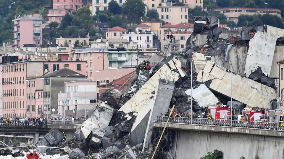 Puente Morandi colapsado en 2018.