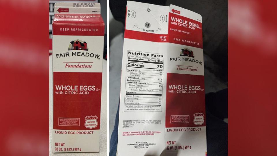 PHOTO: Michael Foods Inc. has recalled cartons of liquid egg products due to a known allergen, which is not declared on the product label. (USDA)