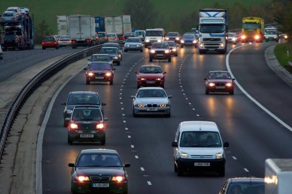 Traffic On M11 Motorway, England, UK