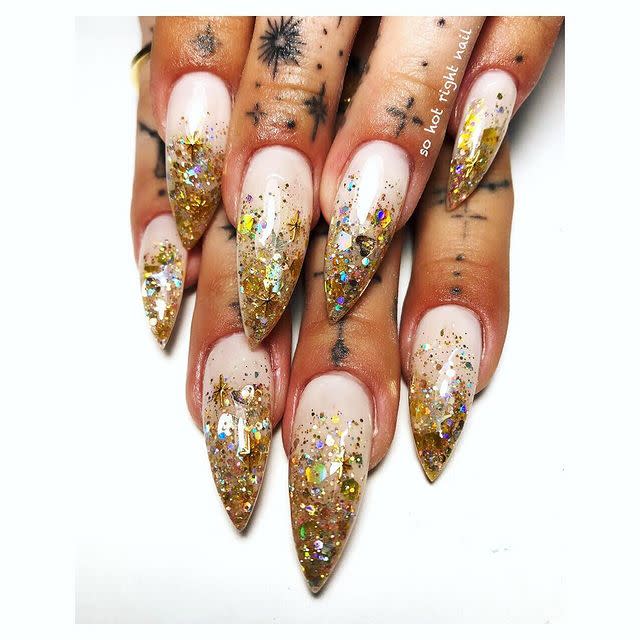 41 Pretty Nail Art Design Ideas To Jazz Up The Season : Gold Foil