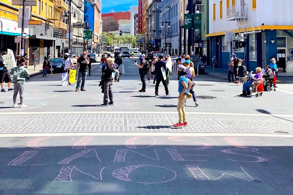 Protestors called for lane closures at Eddy and Taylor Streets on nearly two months ago