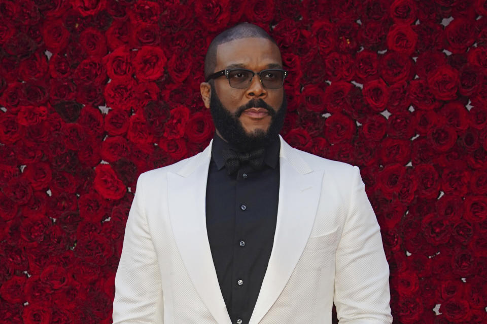 Tyler Perry poses for a photo on the red carpet at the grand opening of Tyler Perry Studios at Tyler Perry Studios on Saturday, Oct. 5, 2019, in Atlanta. (Photo by Elijah Nouvelage/Invision/AP)