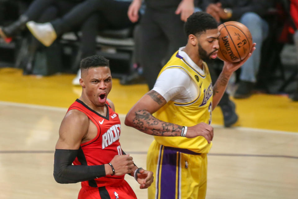 Russell Westbrook and Anthony Davis are nightmare matchups for each other's teams. (Jevone Moore/Icon Sportswire via Getty Images)