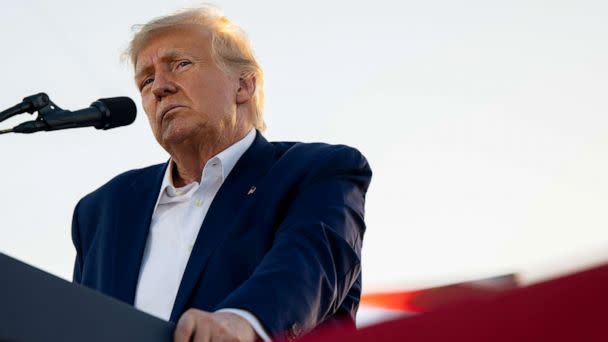 PHOTO: Former President Donald Trump speaks during a rally at the Waco Regional Airport on March 25, 2023 in Waco, Texas. (Brandon Bell/Getty Images)