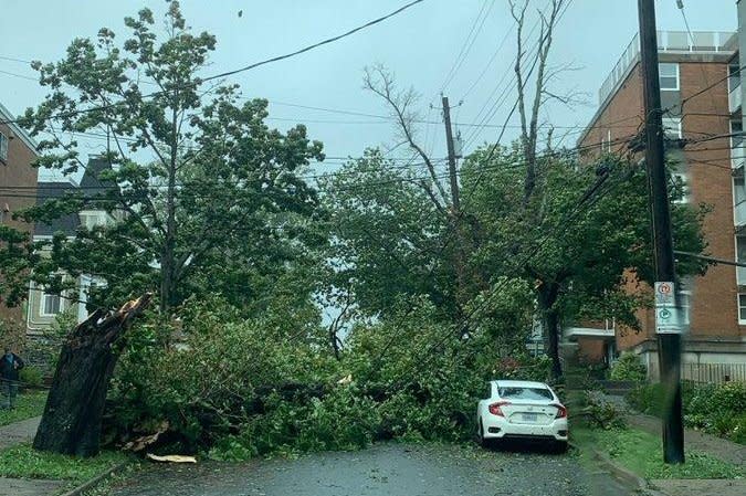 More than 132,000 customers in Nova Scotia were without power at on Saturday due to Storm Lee, with parts of New England under a tropical storm watch. Photo courtesy of Nova Scotia Power