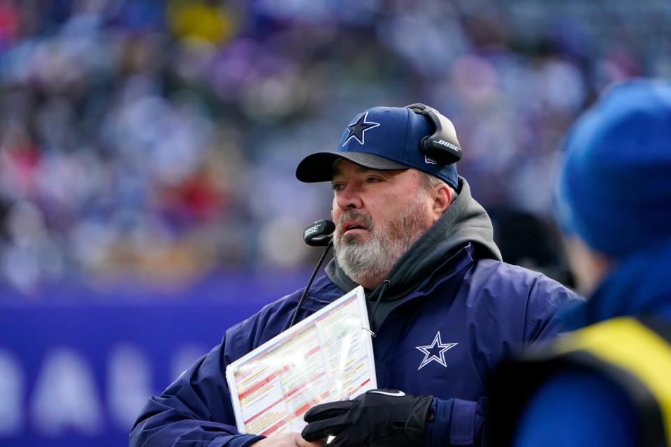 Dallas Cowboys head coach Mike McCarthy in the first half at MetLife Stadium on Sunday, Dec. 19, 2021, in East Rutherford.