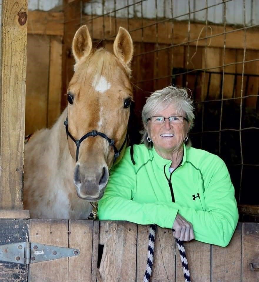 Retired Newark High School coach Ruth Sunkle, who still officiates and coaches, is shown recently with her horse Daisy. Daisy appears in the locally-made movie "Adeline," about a heroic healing medicine horse.