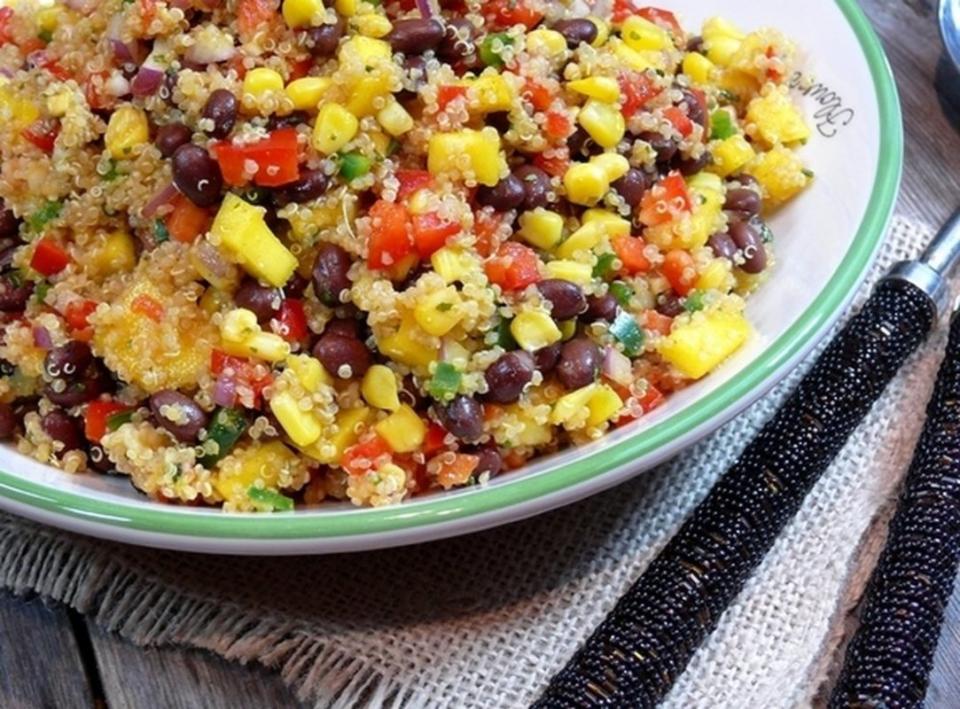 <p>Noble Pig</p><p>Light and healthy this colorful Southwestern Black Bean, Quinoa and Mango Medley salad is full of vitamins. It is the perfect healthy choice! Get the recipe for <strong><a href="https://noblepig.com/2012/12/southwestern-black-bean-quinoa-and-mango-medley/" rel="nofollow noopener" target="_blank" data-ylk="slk:Southwestern Black Bean, Quinoa and Mango Medley;elm:context_link;itc:0;sec:content-canvas" class="link ">Southwestern Black Bean, Quinoa and Mango Medley</a></strong>.</p>