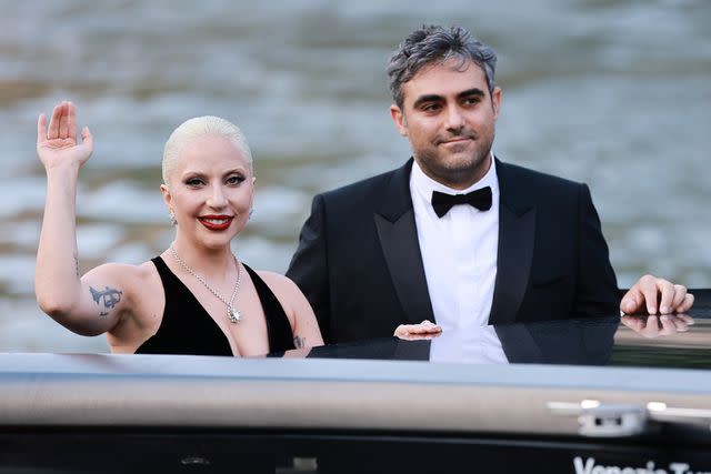 <p>Matt Winkelmeyer/Getty </p> Lady Gaga and Michael Polansky during the 81st Venice International Film Festival on September 04, 2024 in Venice, Italy