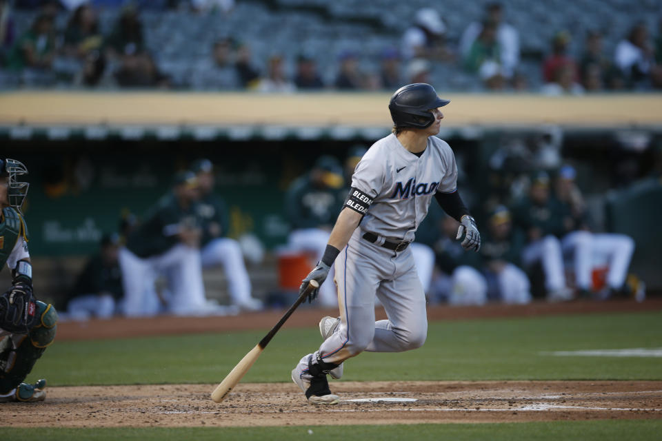 JJ Bleday 2023賽季轉戰奧克蘭運動家。（Photo by Michael Zagaris/Oakland Athletics/Getty Images）