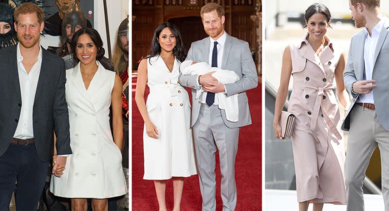 Trench-Style: Meghan im Oktober 2018, Mai 2019 und Juli 2018. (Bilder: Getty Images) 