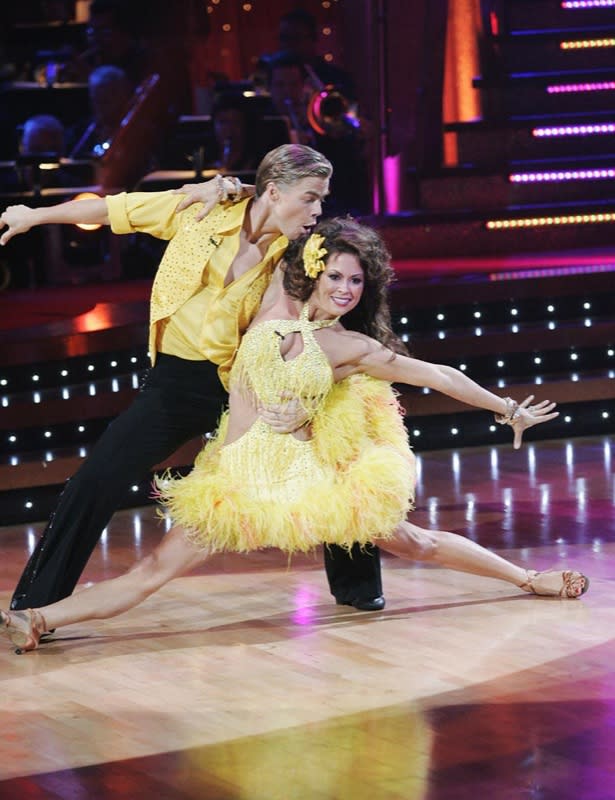 Derek Hough and Brooke Burke perform a dance on the seventh season of Dancing with the Stars.