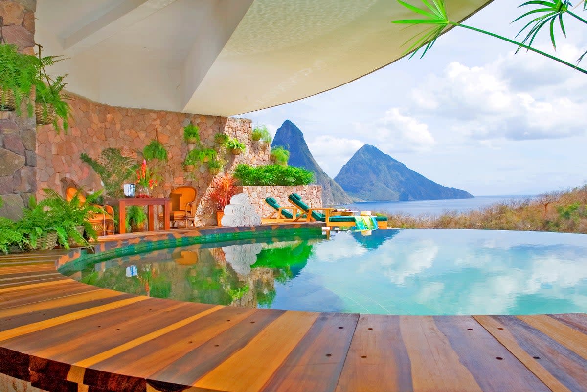 The infinity pool is just one of the many pools you can soak in here (Jade Mountain)