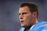 SAN DIEGO, CA - OCTOBER 15: Philip Rivers #17 of the San Diego Chargers looks on from the sideline during the NFL game against the Denver Broncos at Qualcomm Stadium on October 15, 2012 in San Diego, California. (Photo by Jeff Gross/Getty Images)