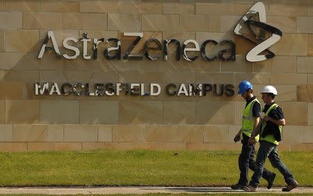 A sign is seen at an AstraZeneca site in Macclesfield, central England May 19, 2014. REUTERS/Phil Noble