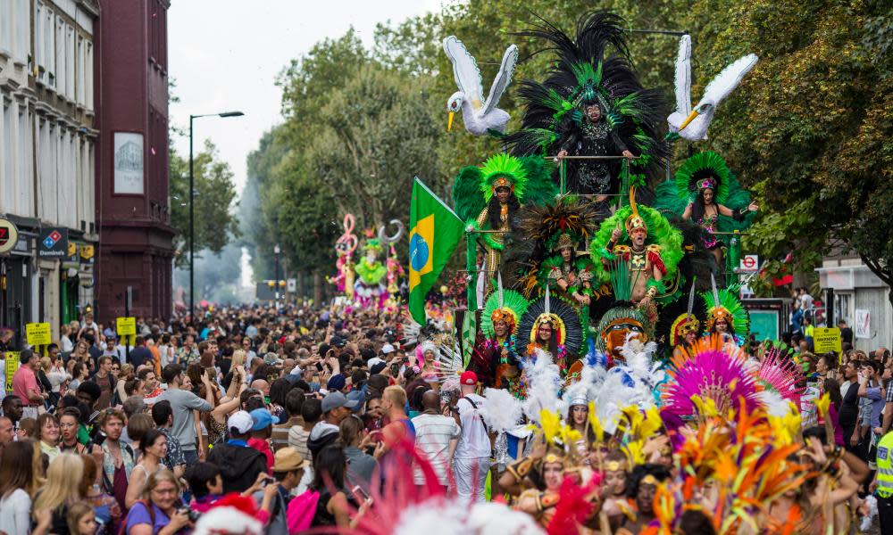 Performers and spectators at the 2016 Notting Hill carnival