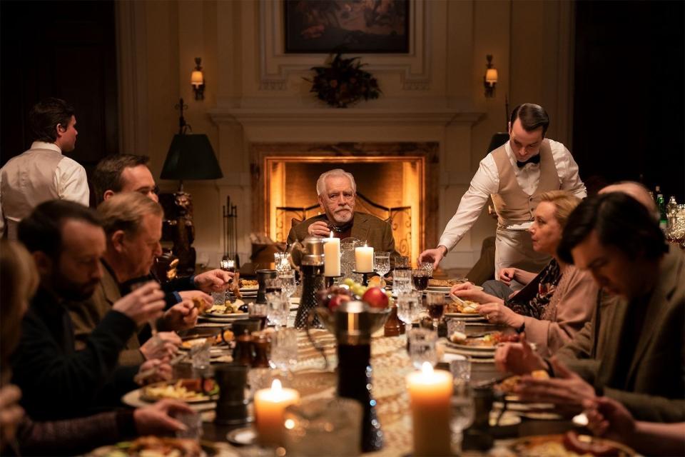 The Roy family having dinner on Succession