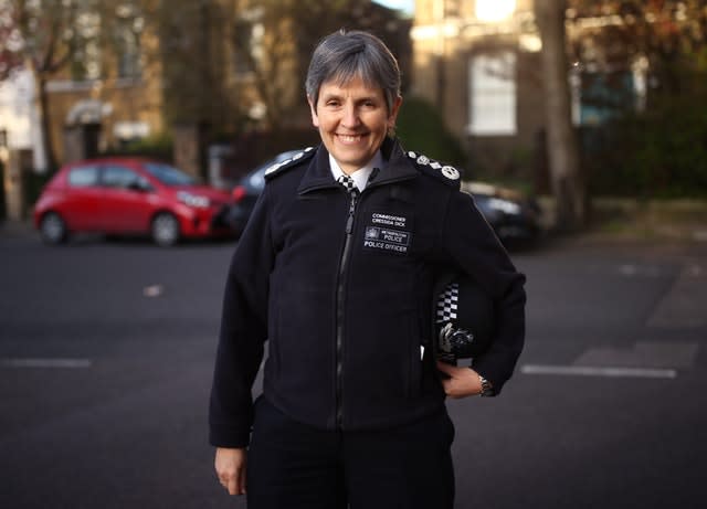 Metropolitan Police Commissioner Dame Cressida Dick attending a raid at an address in Islington, north London