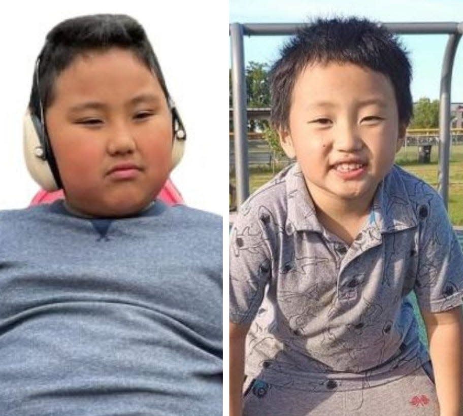An Amber Alert has been issued for brothers Stefan Xiong, 9, left, and Alexander Xiong, 7, who have been missing from Plover since Monday morning. They are believed to be with their father Yiemen Xiong, 41.