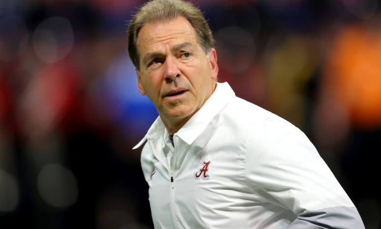 Alabama head coach Nick Saban looks on during the SEC Championship.