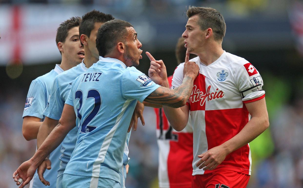 Joey Barton is sent off on the final day of the 2011-12 season, playing for QPR at Man City