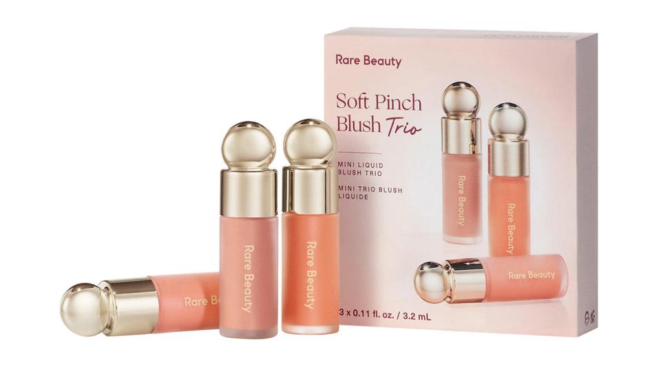 Best gifts for makeup lovers: Rare Beauty Mini Soft Pinch Liquid Blush Trio.