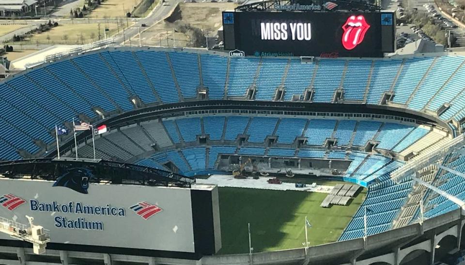 A view from above Bank of America Stadium on Feb. 3, 2020.