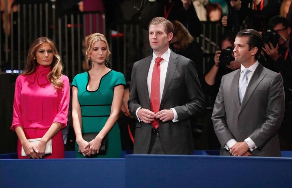 From left: Melania Trump, Ivanka Trump, Donald Trump Jr. and Eric Trump in 2016 | Pool/Getty