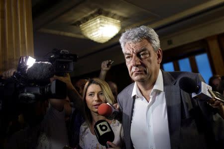 Economy Minister Mihai Tudose, Romania’s ruling Social Democrats pick to replace the prime minister they ousted last week, talks with media in Bucharest, Romania June 26, 2017. Inquam Photos/Octav Ganea/via REUTERS