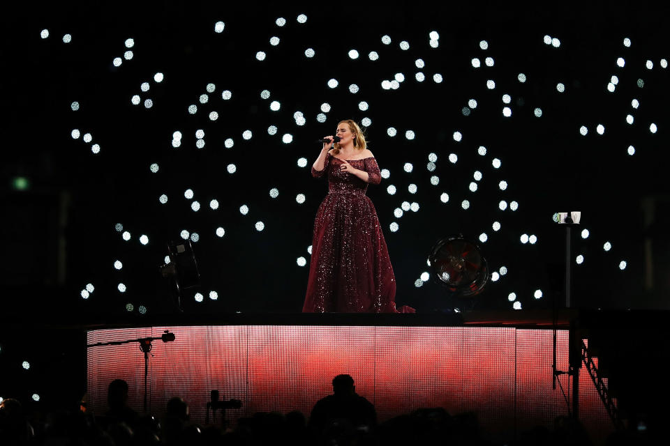 SYDNEY, AUSTRALIA - MARCH 10:  Adele performs at ANZ Stadium on March 10, 2017 in Sydney, Australia.  (Photo by Cameron Spencer/Getty Images)